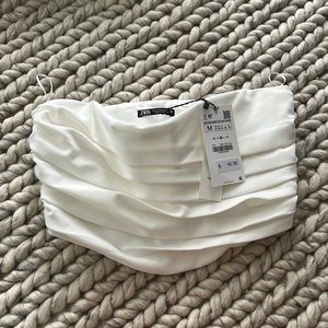 Zara White Strapless Crop Top